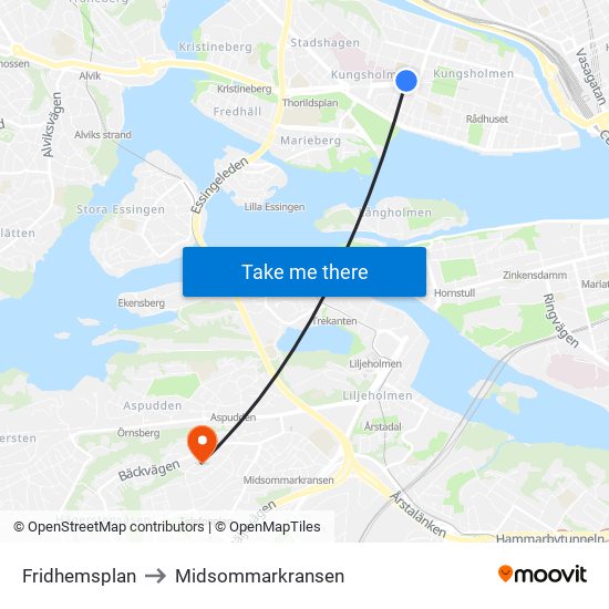 Fridhemsplan to Midsommarkransen map