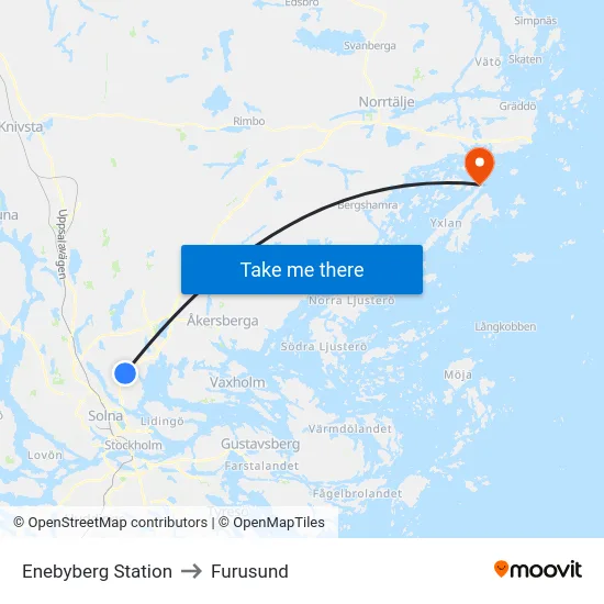 Enebyberg Station to Furusund map