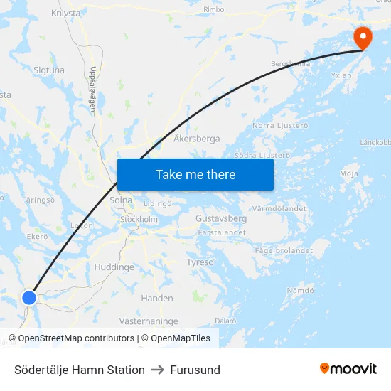 Södertälje Hamn Station to Furusund map