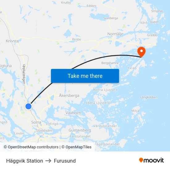 Häggvik Station to Furusund map