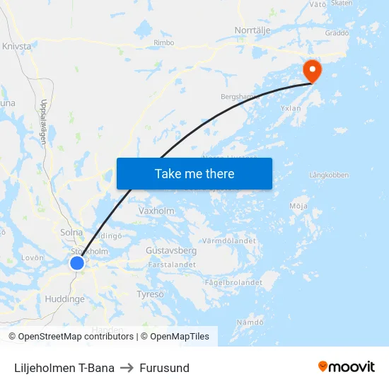 Liljeholmen T-Bana to Furusund map