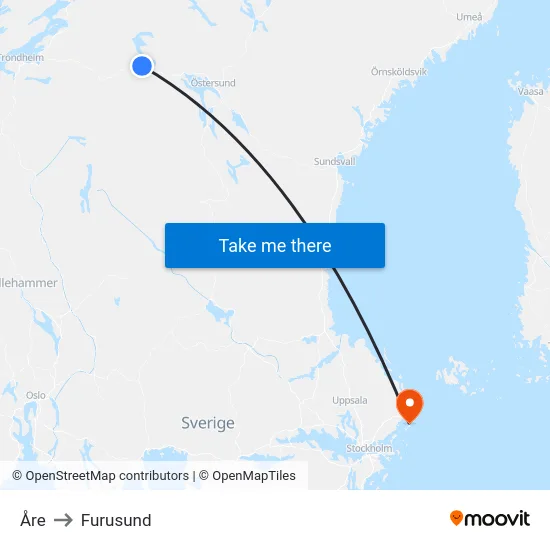 Åre to Furusund map
