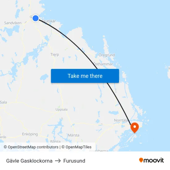 Gävle Gasklockorna to Furusund map