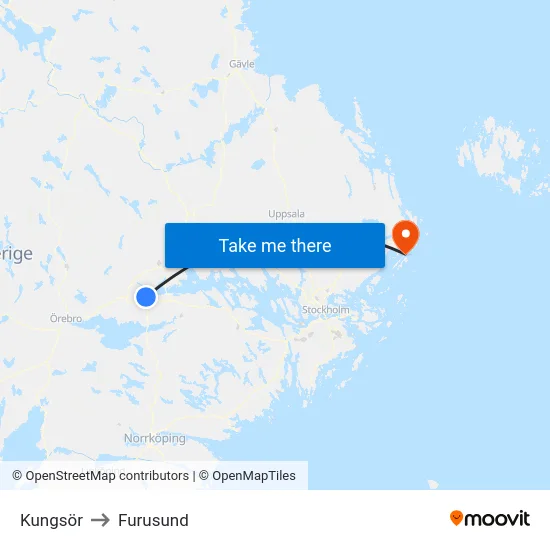 Kungsör to Furusund map