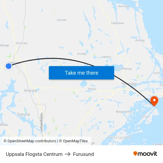 Uppsala Flogsta Centrum to Furusund map
