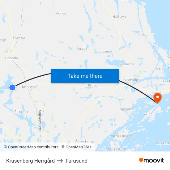 Krusenberg Herrgård to Furusund map