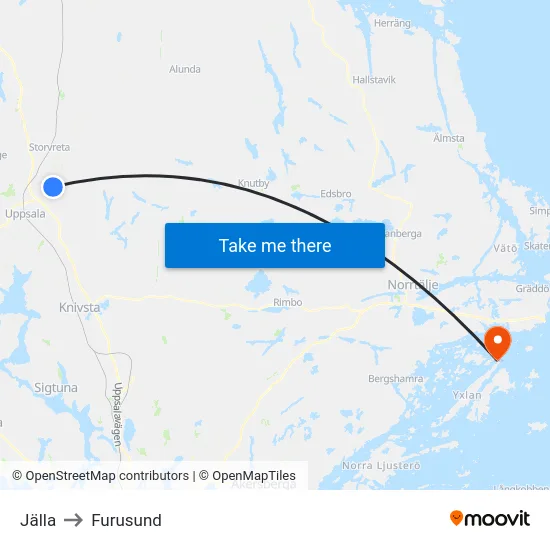 Jälla to Furusund map