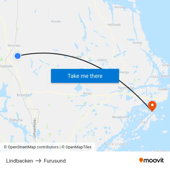 Lindbacken to Furusund map