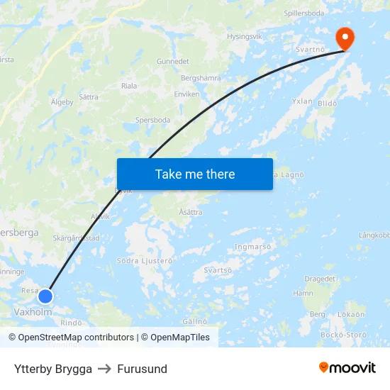 Ytterby Brygga to Furusund map