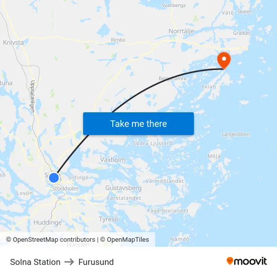 Solna Station to Furusund map