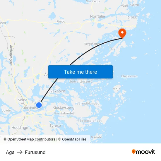 Aga to Furusund map
