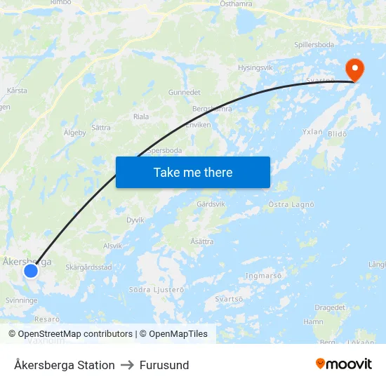 Åkersberga Station to Furusund map