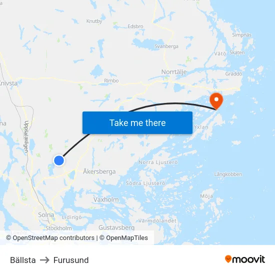 Bällsta to Furusund map