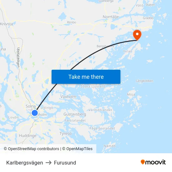 Karlbergsvägen to Furusund map