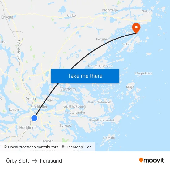 Örby Slott to Furusund map