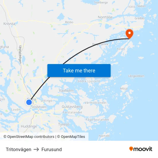 Tritonvägen to Furusund map