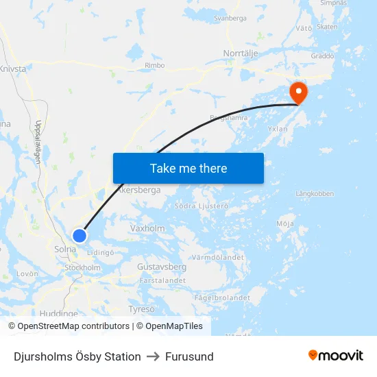 Djursholms Ösby Station to Furusund map