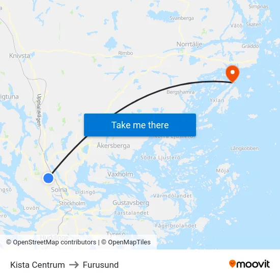 Kista Centrum to Furusund map