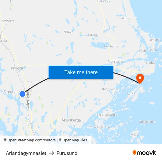 Arlandagymnasiet to Furusund map