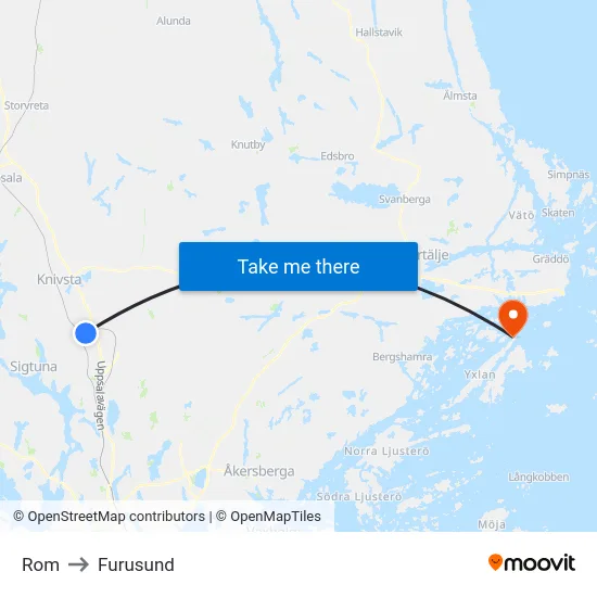 Rom to Furusund map