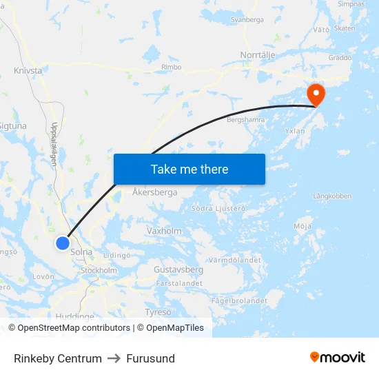Rinkeby Centrum to Furusund map