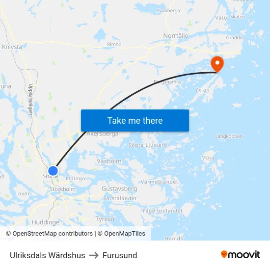 Ulriksdals Wärdshus to Furusund map