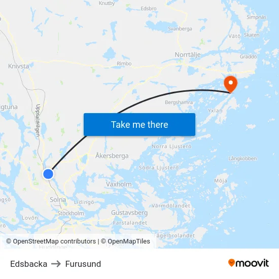 Edsbacka to Furusund map
