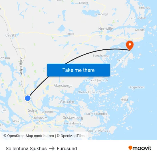 Sollentuna Sjukhus to Furusund map