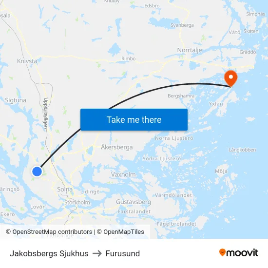 Jakobsbergs Sjukhus to Furusund map
