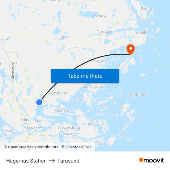 Hägernäs Station to Furusund map
