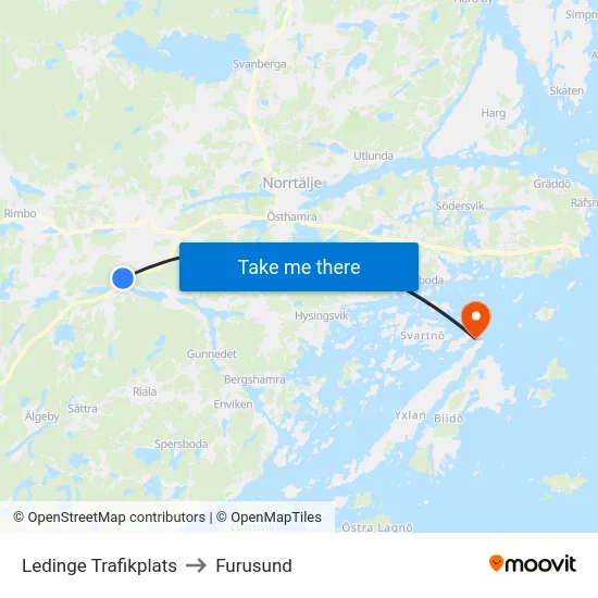 Ledinge Trafikplats to Furusund map