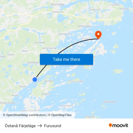 Östanå Färjeläge to Furusund map
