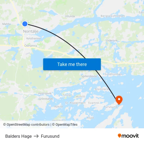 Balders Hage to Furusund map