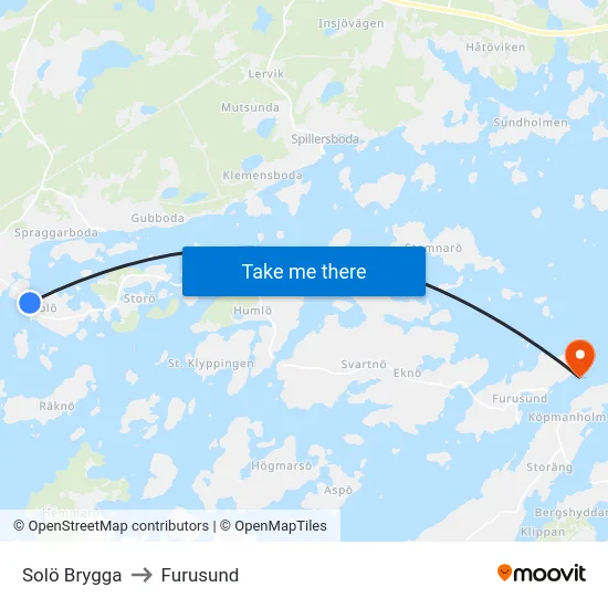 Solö Brygga to Furusund map