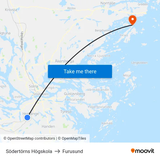 Södertörns Högskola to Furusund map