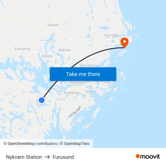 Nykvarn Station to Furusund map