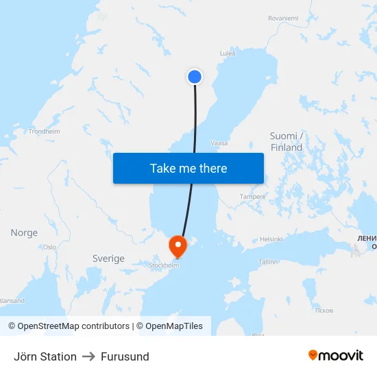 Jörn Station to Furusund map