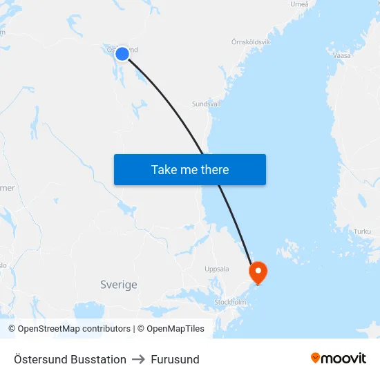 Östersund Busstation to Furusund map