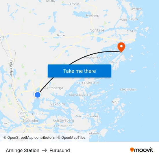 Arninge Station to Furusund map