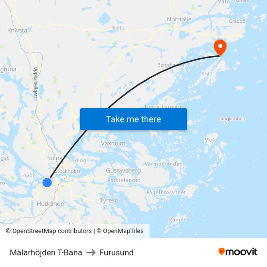 Mälarhöjden T-Bana to Furusund map