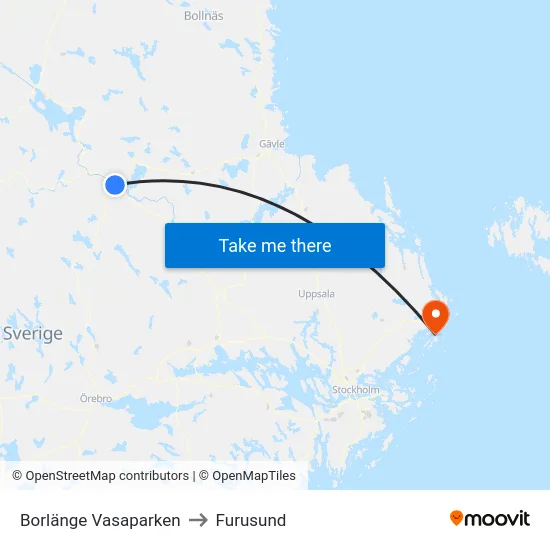 Borlänge Vasaparken to Furusund map