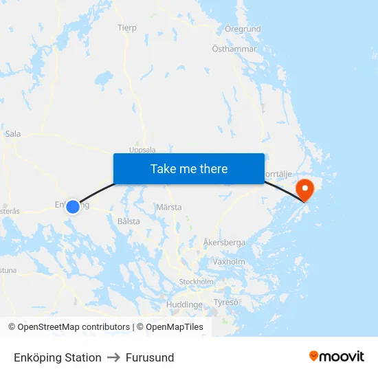 Enköping Station to Furusund map