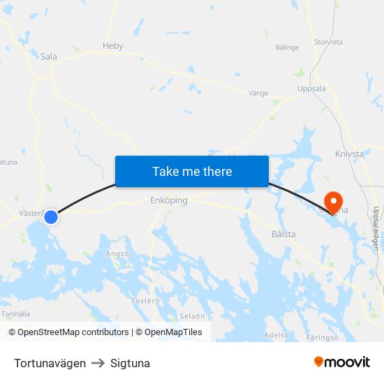 Tortunavägen to Sigtuna map