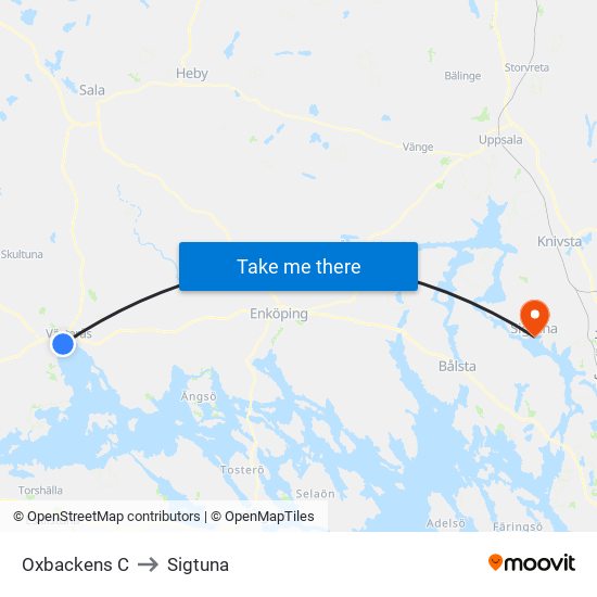 Oxbackens C to Sigtuna map