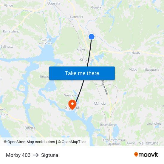 Morby 403 to Sigtuna map