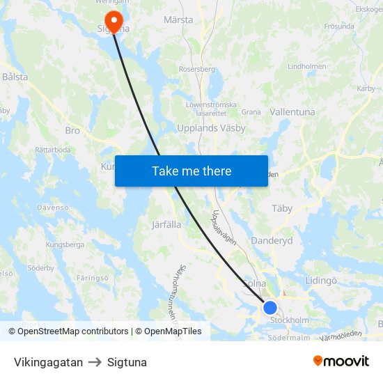 Vikingagatan to Sigtuna map