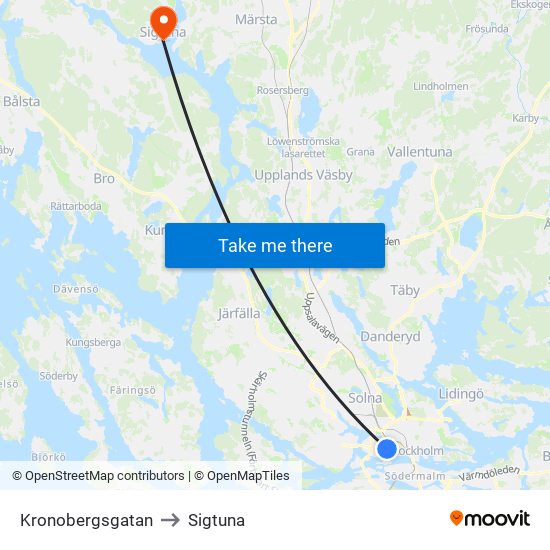 Kronobergsgatan to Sigtuna map