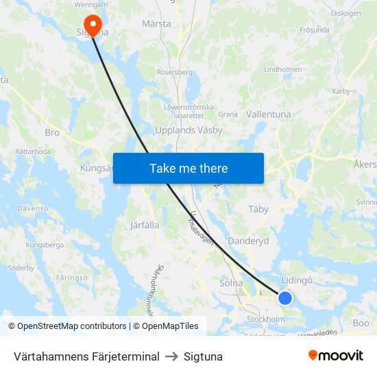 Värtahamnens Färjeterminal to Sigtuna map