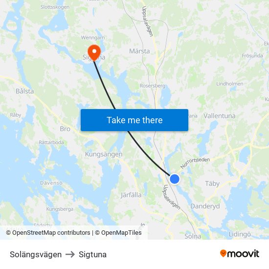 Solängsvägen to Sigtuna map