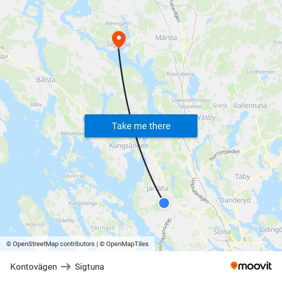 Kontovägen to Sigtuna map